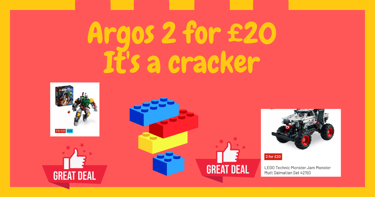 argos 2 for £20 lego deal