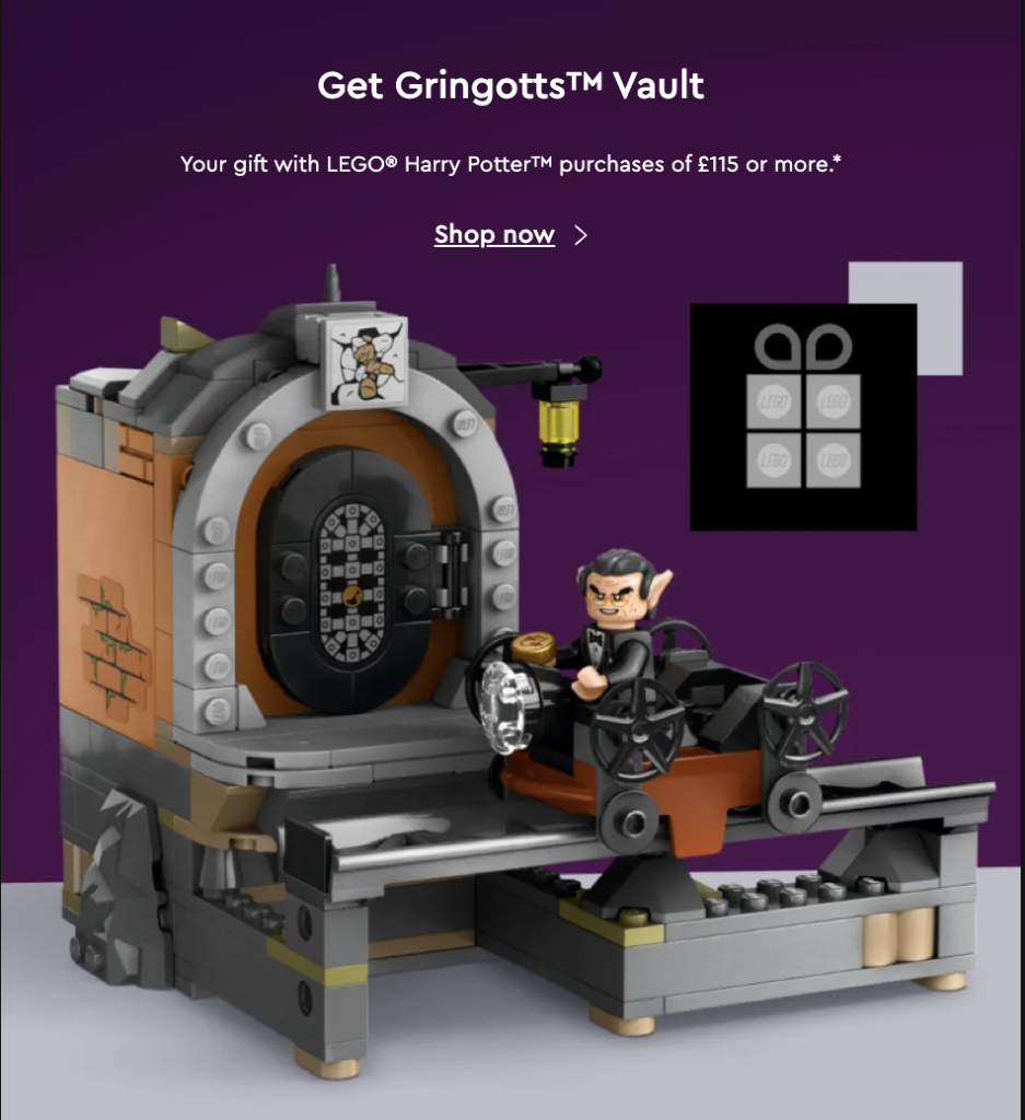 Gift with purchase gringotts vault 40598